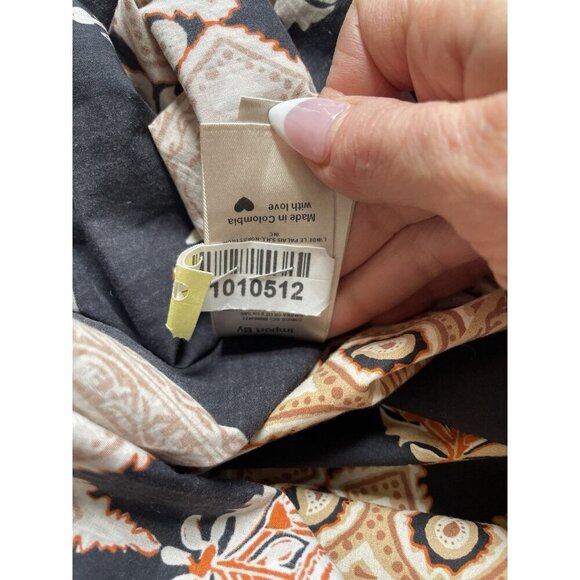 JOHANNA ORTIZ Black Symbolic Emblems Velvet Trimmed Printed Cotton Midi Dress 4 - Picture 13 of 16